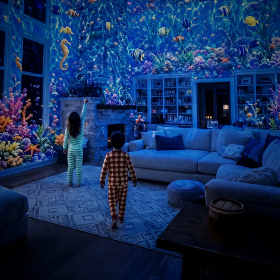Children enjoying OceanGlow projection