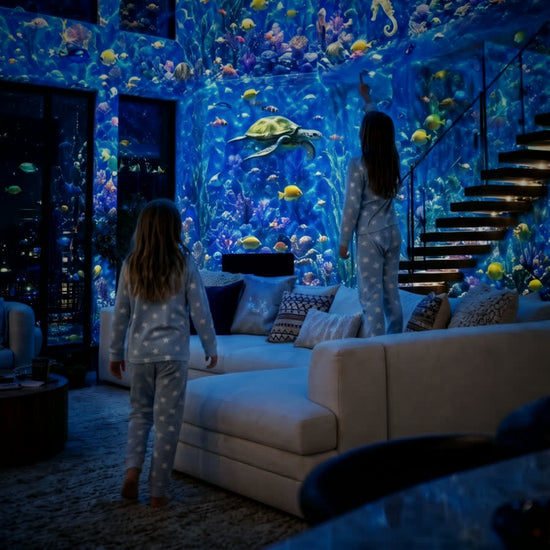 OceanGlow projection in a family room